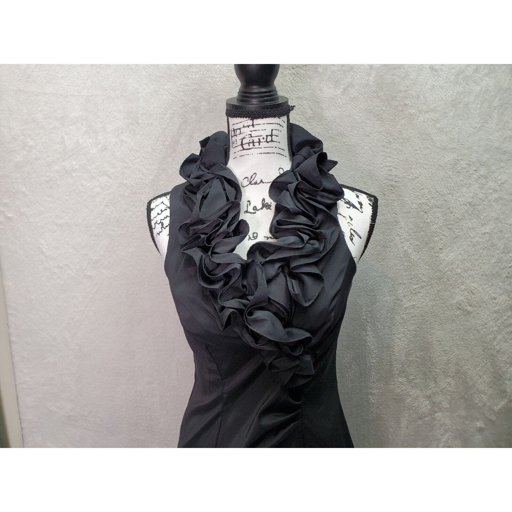 Cache Black Ruffle Halter Cocktail Dress - Picture 3 of 10